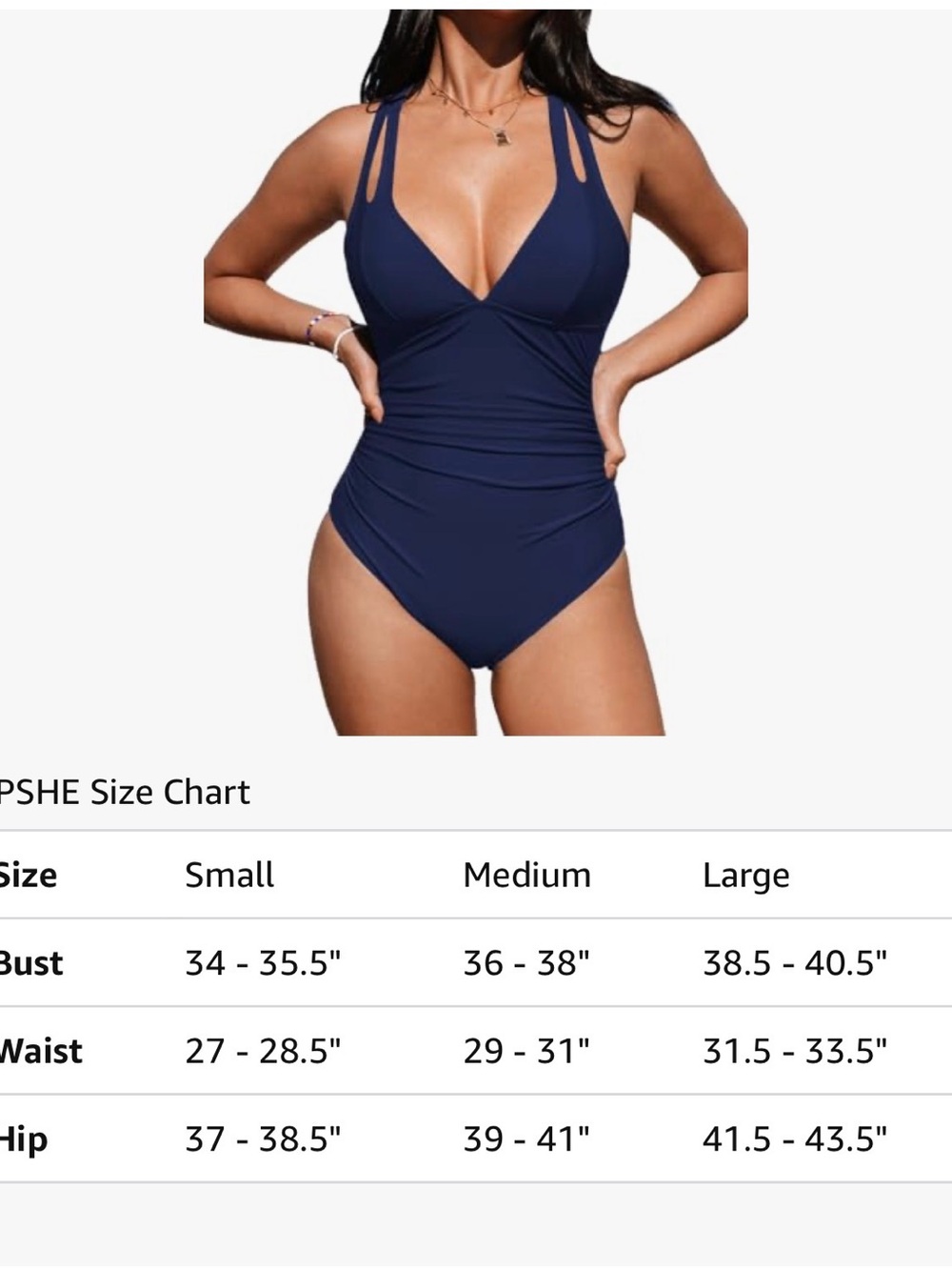 Cupshe Navy Blue One-Piece Swimsuit with Double Shoulder Straps - Picture 3 of 9